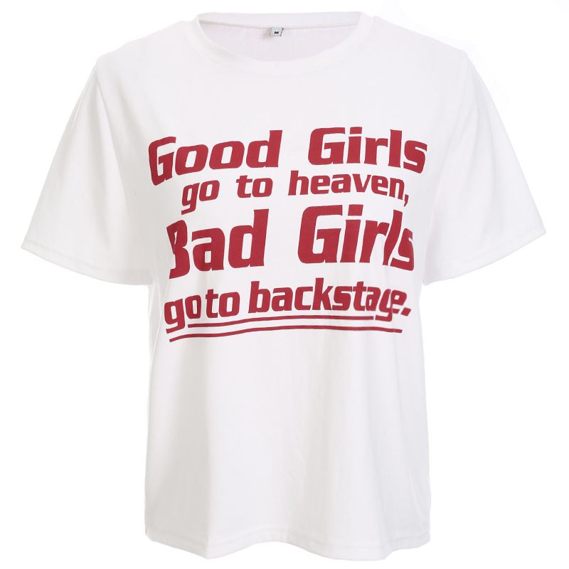 Hot Sale Women New Round Collar Short-sleeve Letter Print T-shirts