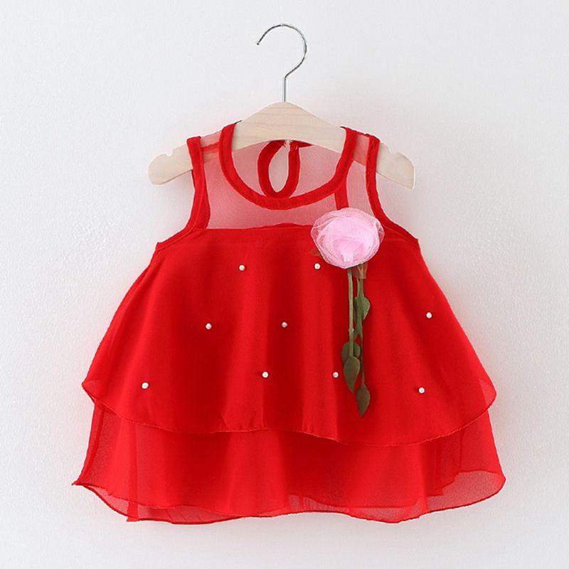 4 Pcs Girl Solid Color Patchwork Dress