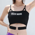 Hot Sale Women New Sleeveless Letter Print Hollow Out Crop Tops