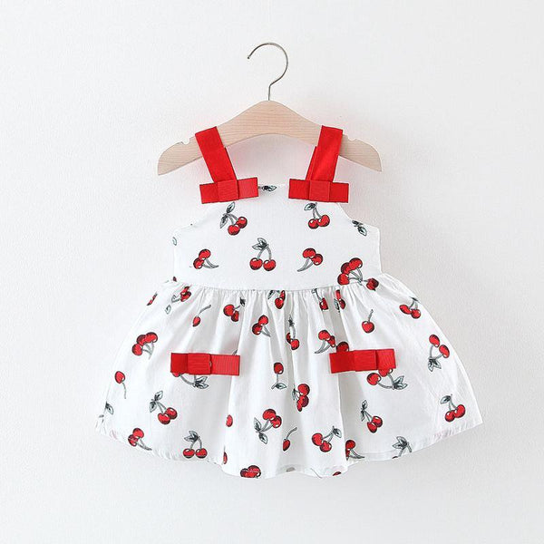 4 Pcs Girl Cherry Printed Dress