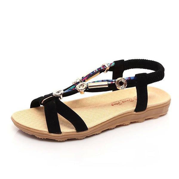 Hot Sale Summer Vacation Bohemian Style Beaded Flat Sandals Shoes