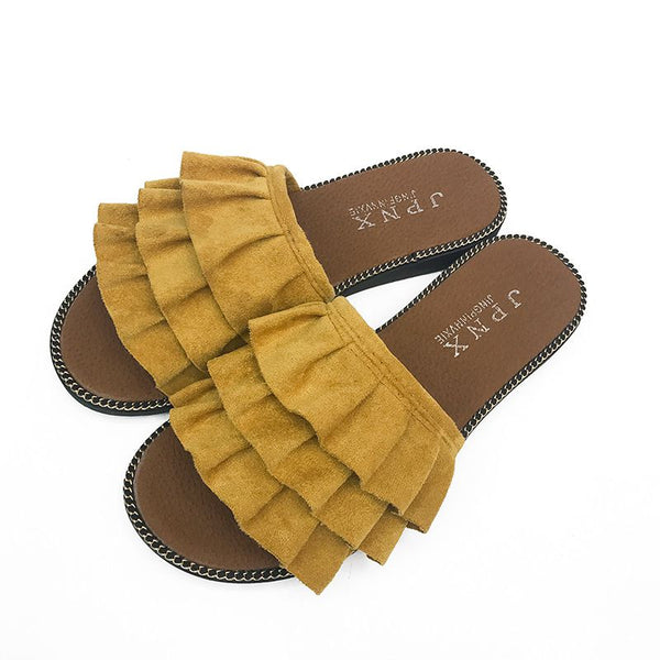 Hot Sale Women Casual Style Ruffled Design Outdoor Slipper Sandals Shoes