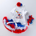 Baby Girl 4 Pcs Cotton Independence Day Print Bodysuit And Skirts With Shoes And Headband