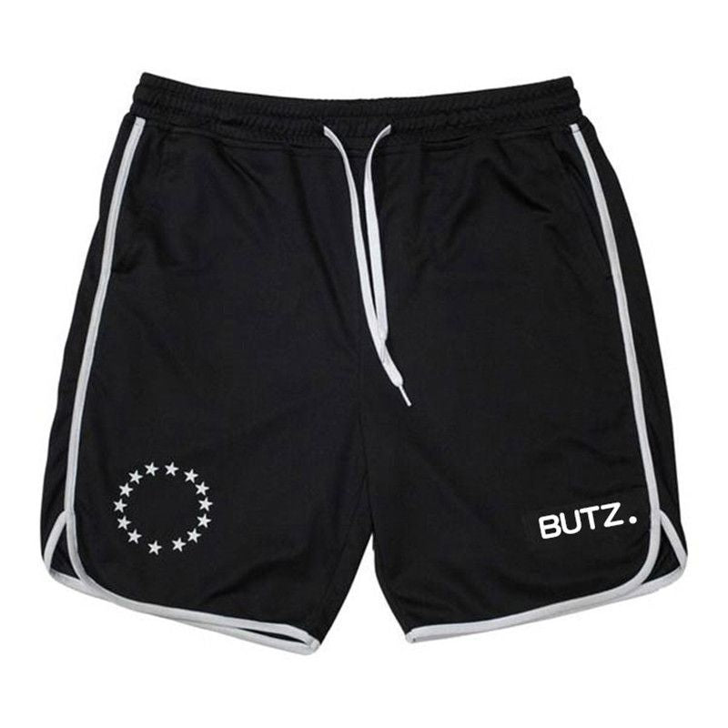 Men Polyester Patchwork Design Workout Shorts