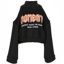 Women Fashion Mock Neck Cool Shoulder Long-sleeve Graphic Print Sweatshirts