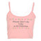 Cute Style Women Sleeveless Letter Print Cropped Camisole