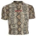 Hot Sale Women Short-sleeve Snakeskin Print Cropped T-shirt