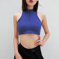 Women Mock Neck Zipper Design Sleeveless Sporty Camisole