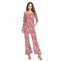 Fashion Off-the-shoulder Defined Waist Women Chiffon Jumpsuits