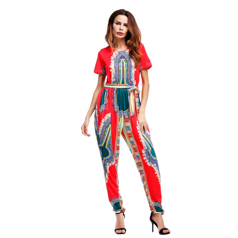 Fashion Exaggerated Printing Design Women Casual Loose Jumpsuits