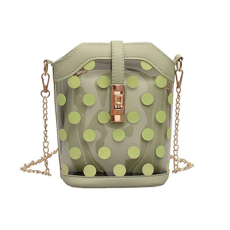 Classic Polka Dot Pattern Women Clear PVC Design Metal Chain Mini Bag