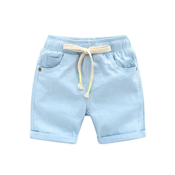 Boys Cotton Solid Color Elastic Waist Shorts