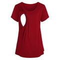 New Arrival Maternity Solid Color Short Sleeves Nursing Tops