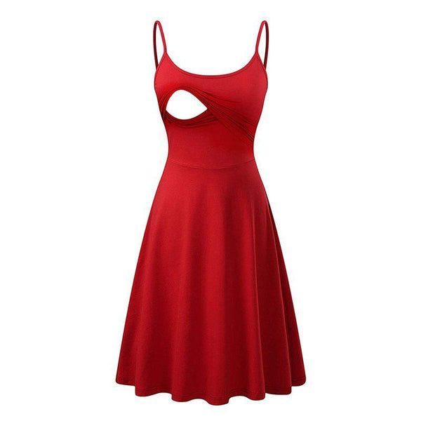 Fashion Maternity Spaghetti Strap Breastfeeding Dress