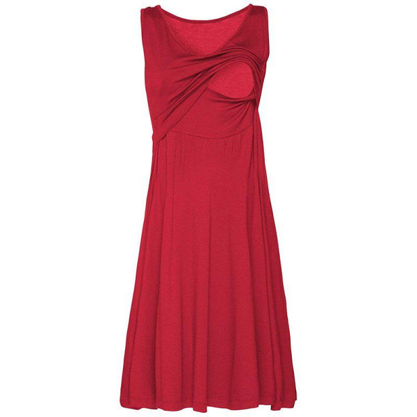 Maternity Pure Color Sleeveless Breastfeeding Dress