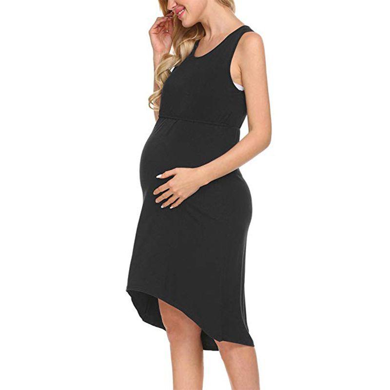 Maternity Solid Color Sleeveless Nursing Dress