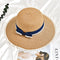 Contrast Lace Ribbon Bowknot Design Women Handmade Sun Hat