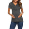 Fashion Maternity Solid Color Short Sleeves V-neck Nursing Tees