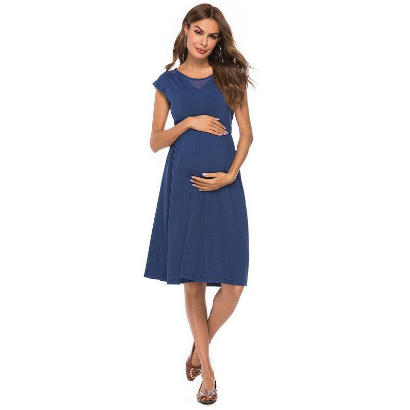 Maternity Solid Color Soft Breastfeeding Dress