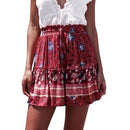 Bohemian Style Women High-waisted Adjustable Elastic Vacation Skirt