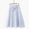 Women High-waisted Lace Up Plaid Print Medium-length Skirt
