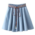 Ethnic Style Women Casual Lace Up Denim Skirt