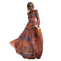 Hot Sale Women Long-sleeve Bohemian Style Swing Maxi Dress