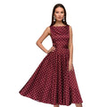 Hot Sale Square Neck Sleeveless Polka Dot Printed Swing Dress