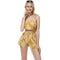 Women Fashion Leaf Print Crop Camisole And Wide Leg Shorts Set