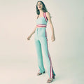 Hot Sale Women Sporty Braided Shoulder Strap Vest And Wide Leg Pants Set