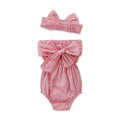 2 Pcs Baby Girl Stripes Printed Tube Bodysuit And Headband