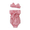 2 Pcs Baby Girl Stripes Printed Tube Bodysuit And Headband