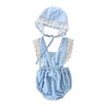 2 Pcs Baby Girl Lace Design Bodysuit And Lace-up Cap