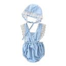 2 Pcs Baby Girl Lace Design Bodysuit And Lace-up Cap