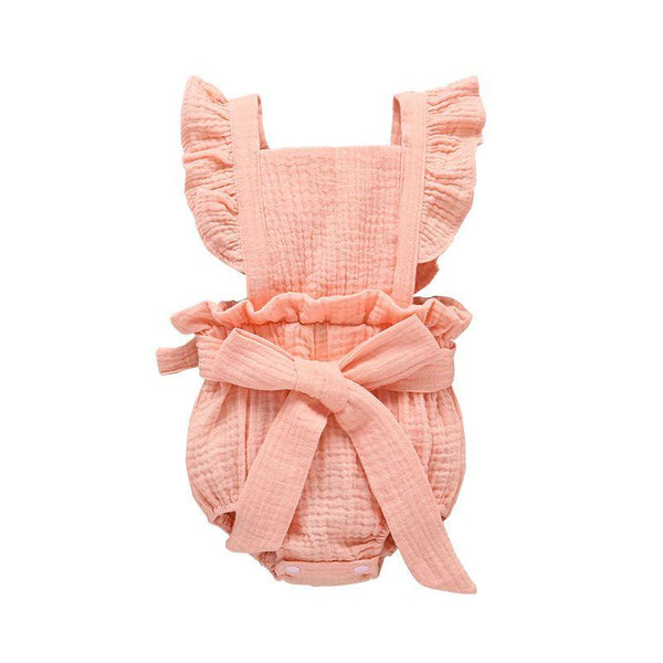 Baby Cotton Solid Color Ruffle Sleeve Bodysuit