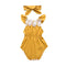 2 Pcs Girl Cotton Yellow Bodysuit And Headband