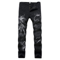 Fashion Men Cotton 3D Print Slim Fit Jeans