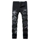 Fashion Men Cotton 3D Print Slim Fit Jeans