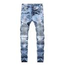 Men Cotton Straight Motorcycle Denim Jeans