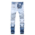 High Street Men Cotton Zipper Design Gradient Color Jeans