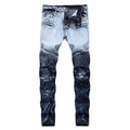 Men Cotton Gradient Color Ripped Jeans