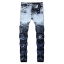 Men Cotton Gradient Color Ripped Jeans