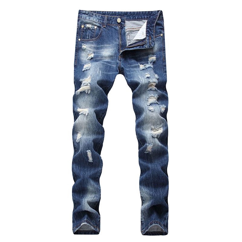 Men Cotton Slim Fit Ripped Jeans