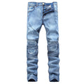 High Street Men Cotton Zipper Design Slim Fit Jeans