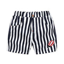 Boys Cotton Black And White Stripe Printed Elastic Waist Casual Shorts