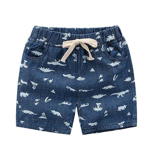 Boys Cotton Lace-up Print Casual Shorts