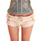 Women Fashion Low-waisted Lace-up Design Raw Hem Ripped Denim Shorts