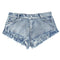 Women Sexy Medium-waisted Double Pockets Design Raw Hem Denim Shorts