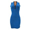 Hot Sale Zipper Design Women Sleeveless Bodycon Denim Midi Dress