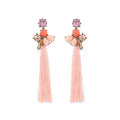 Fashion Bohemian Style Women Acrylic Gemstone Long Tassel Earrings